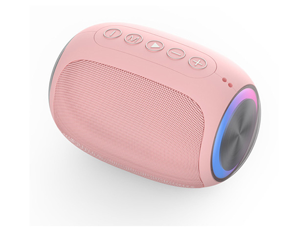 Oval Drum Bluetooth Speaker with LED Ring Light (Pink)