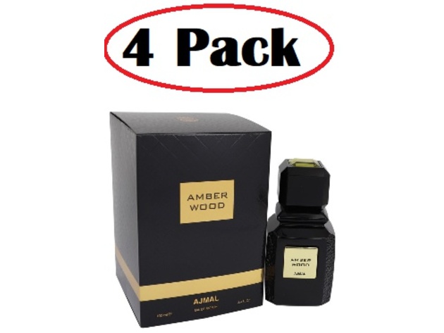 4 Pack of Ajmal Amber Wood by Ajmal Eau De Parfum Spray (Unisex) 3.4 oz