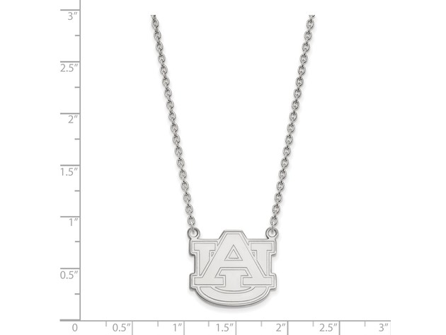 NCAA 10k White Gold Auburn U Large 'AU' Pendant Necklace