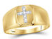 Mens Diamond Cross Ring 1/20 Carat (ctw) in 10K Yellow Gold - 12