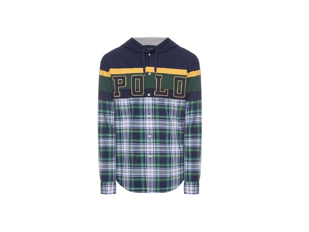 Polo Ralph Lauren Men's Hooded Half Plaid Shirt Multicolor Size Large