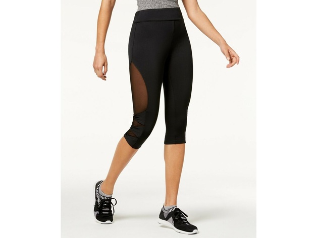Material Girl Juniors Mesh Panel Cropped Leggings Black Size Extra Large
