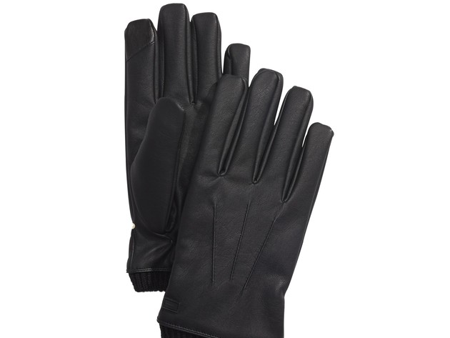 Calvin Klein Men's Faux-Leather Gloves Black Size Large | StackSocial