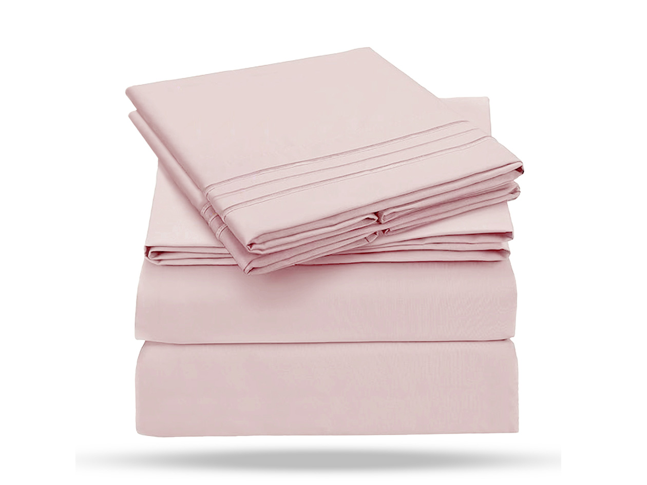 The Luxe 4-Piece Microfiber Bed Sheet Set (Pink/Twin)