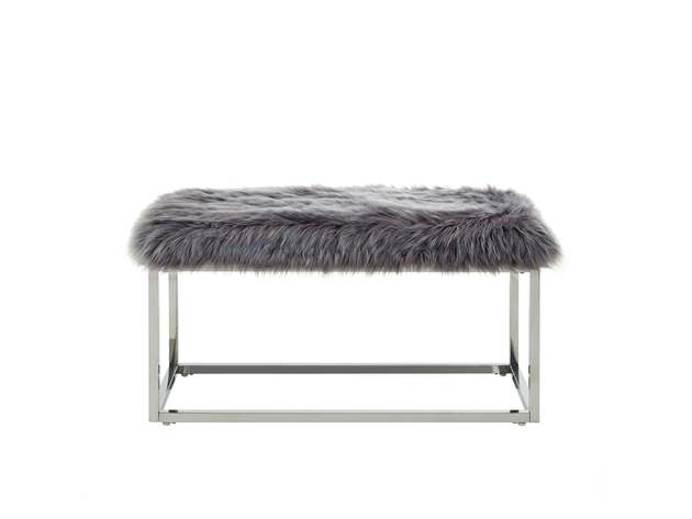 Monet Lux Fur Bench Grey