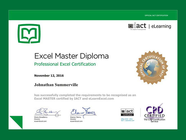 Excel Master Project and Certification