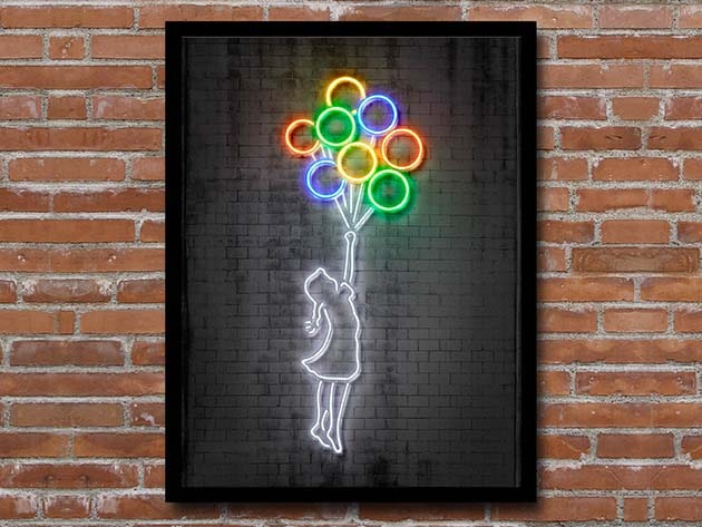 Neon Print Illusion Wall Art by Octavian Mielu (Balloons)