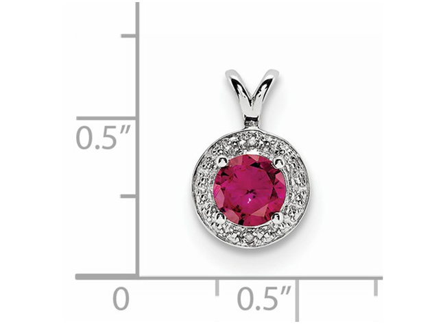 Lab Created Ruby 6mm Solitaire Pendant Necklace in Sterling Silver with Chain