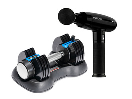 Fusion X Heated Massage Gun + PowerFlow Plus Adjustable Dumbbells Bundle