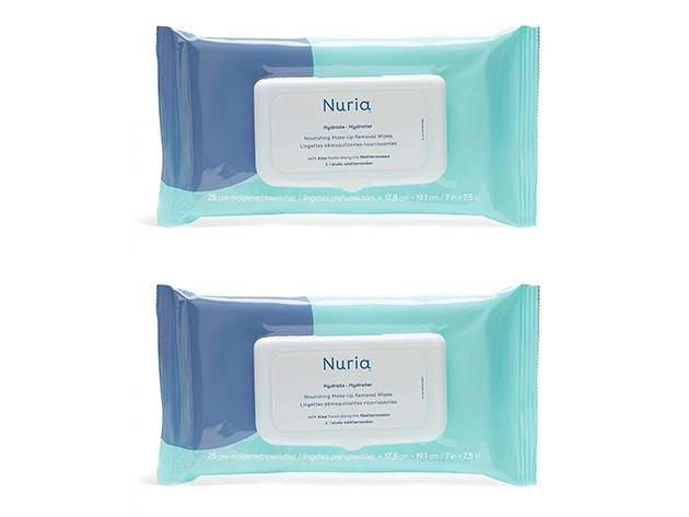 Nuria Hydrate: Nourishing Makeup Removal Wipes (25ct/2-Pack)