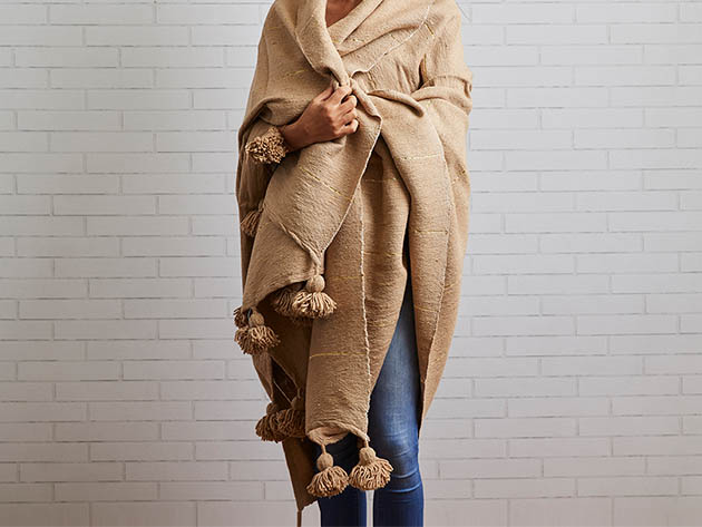 Moroccan Tasseled Blanket (Camel)