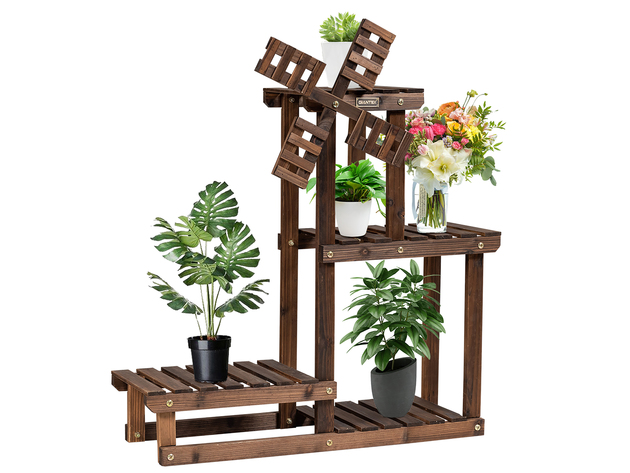 Costway Wood Plant Stand 4 Tier Shelf, Wooden Pot Stand Design