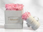 Mini Round (1 Rose) and Square White Velvet Box (4 Roses) Combo Set - Light Pink