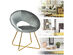 Costway Modern Velvet Accent Chair Upholstered Vanity Chair w/Golden Metal Leg - Grey