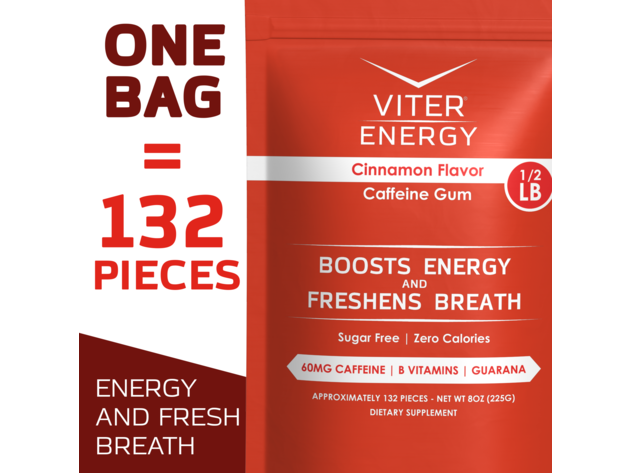 Viter Energy Caffeine Gum - Cinnamon- 1/2 lb. Bulk (Gum only) 