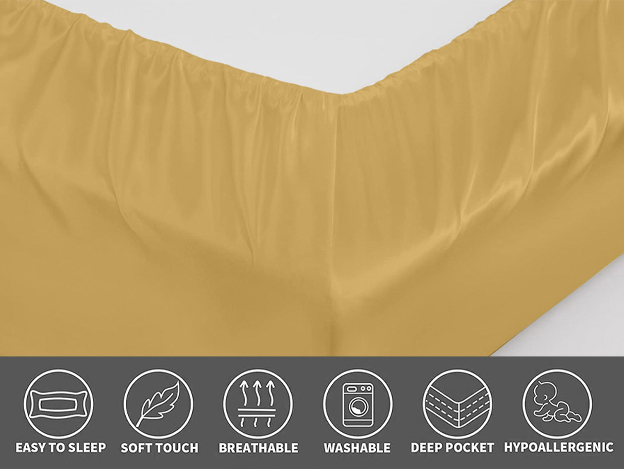 Silky-Soft Satin 4-Piece Sheet Set (Gold/King)