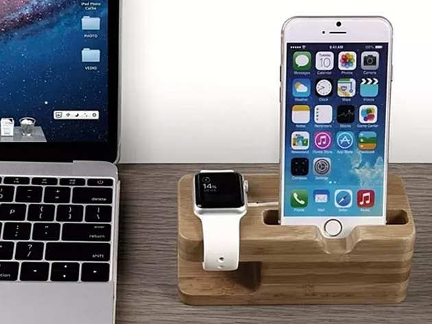 Wooden Dual Charging Cradle
