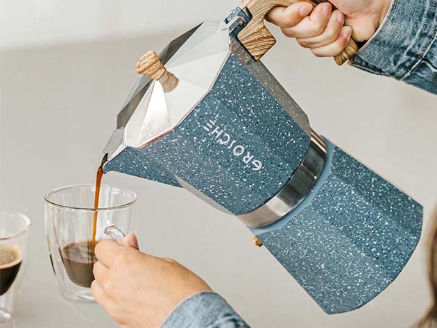 Shop Grosche Milano Stone Stovetop Espresso Maker, 9 Cup Moka Pot & Milk  Frother Gift Set
