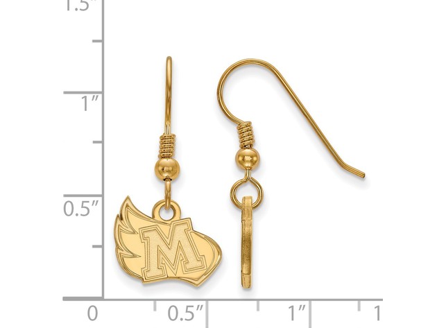 NCAA 14k Gold Plated Silver Meredith College Small Dangle Earrings