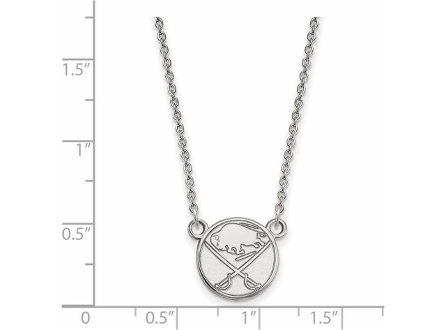 10k White Gold NHL Buffalo Sabres Small Necklace, 18 Inch
