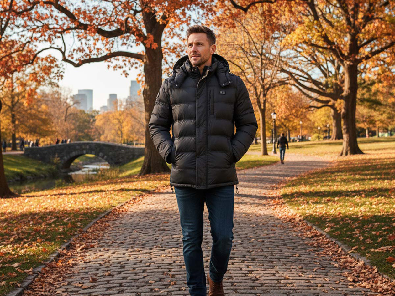 Men's Helios Hybrid Heated Coat with Power Bank (Black/XL)