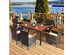 Costway 7 Piece Patio Rattan Dining Set 6 Stackable Chairs Cushioned - Brown