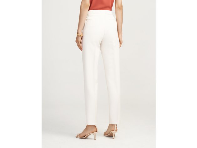 Annie Klein Women's  Crepe Bowie Slim-Fit Pants Ivory Size 14