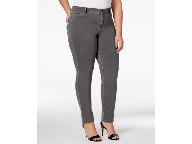 Style & Co Women's Plus & Petite Plus Size Tummy-Control Slim-Leg Jeans Gray Size 20
