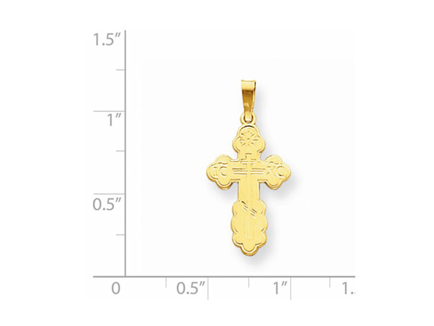 14K Yellow Gold Eastern Orthodox Cross Charm Pendant Necklace with Chain