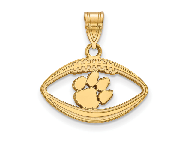 14k Gold Plated Silver Clemson U Football Pendant