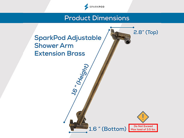 SparkPod 16" Shower Arm Extension (Antique Brass)