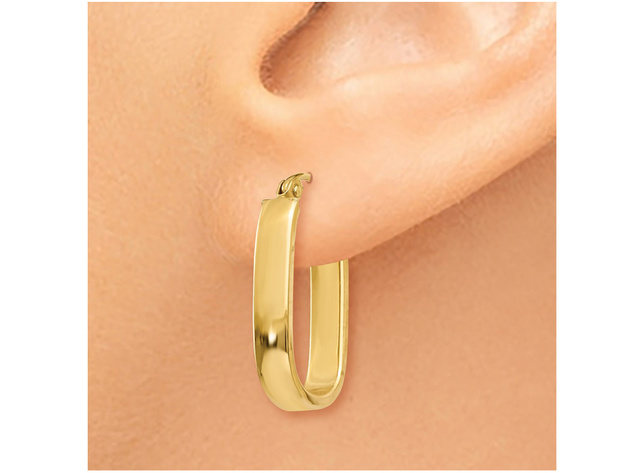14K Yellow Gold Polished 3.5mm Oval Hoop Earrings