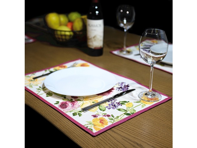 Homvare Table Placemats, Holiday Dinner, Parties, Home Décor, Woven Tapestry 13”X19”-Set of 4 - Beige