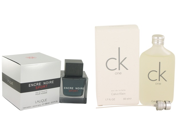 Gift set  Encre Noire Sport by Lalique EDT Spray 3.3 oz And  CK ONE EDT Pour/Spray (Unisex) 1.7 oz