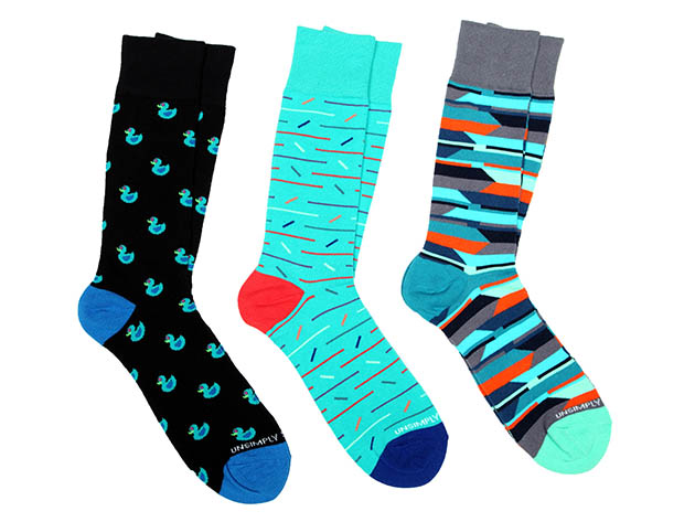 3-Pair Socks Combo Pack (Rubber Ducky/Abstract Lines/Geo Cash)