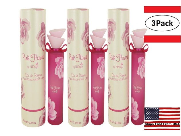 3 Pack Pink Flower by Pink Sugar Eau De Parfum Spray 3.4 oz for Women