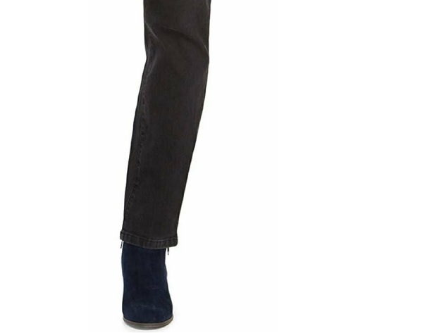 Style & Co Women's Tummy-Control Straight-Leg Jeans Black Size 16