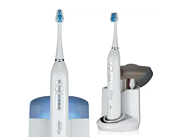 Diamond Pro Ultrasonic Toothbrush with UV Sanitizer (White)