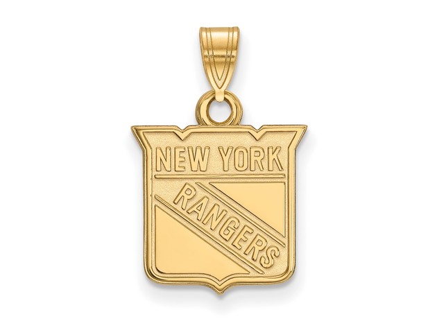 SS 14k Yellow Gold Plated NHL New York Rangers Small Pendant
