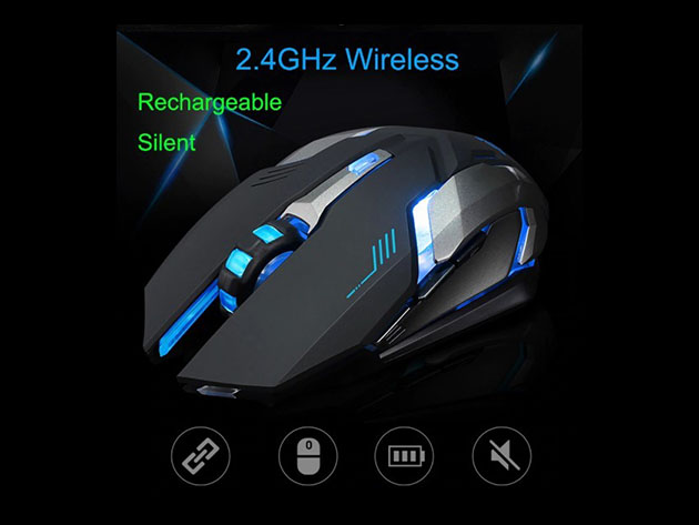 Ninja Dragon Stealth 7 Wireless Silent LED Backlit Mouse (Black)