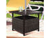 Costway Brown Rattan Wicker Steel Side Table Outdoor Furniture Deck Garden Patio Pool Brown