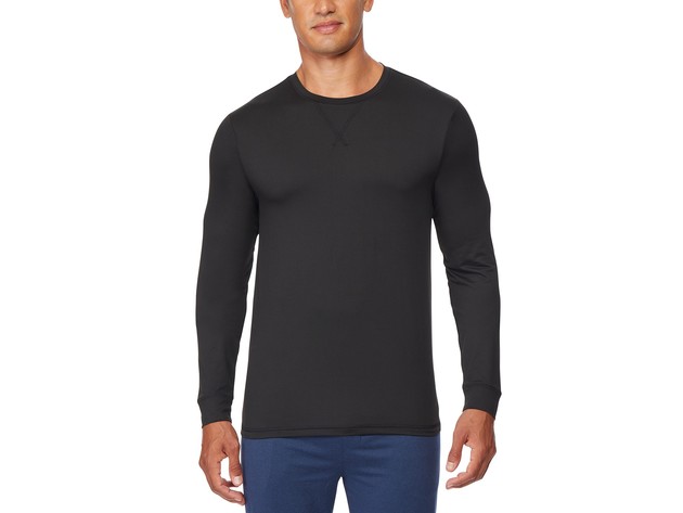 32 Degrees Men's Ultra Lux Long-Sleeve Sleep T-Shirt Black Size Medium