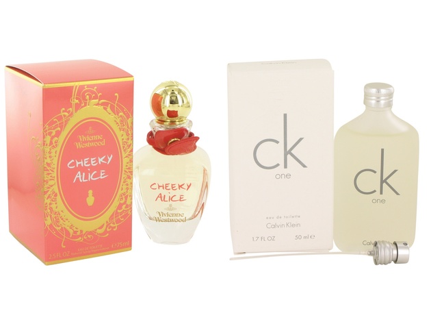 Gift set Cheeky Alice by Vivienne Westwood EDT Spray 2.5 oz And CK ONE EDT Pour Spray Unisex 1.7 oz