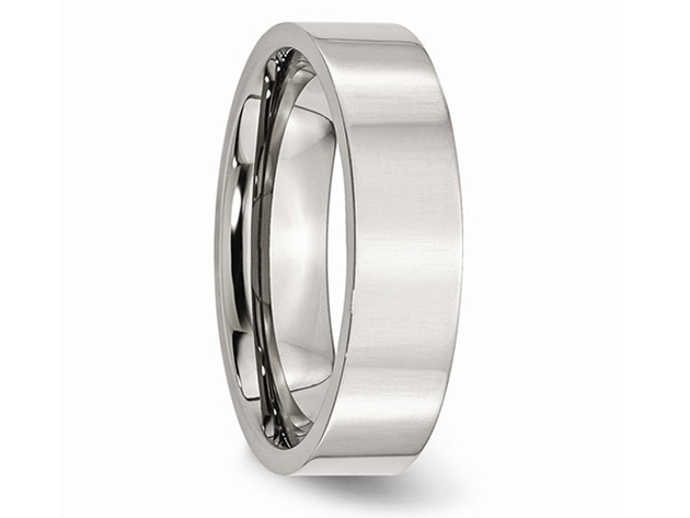 Mens Chisel 6mm Stainless Steel Comfort Fit Wedding Band - 13