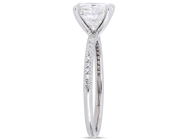 2.00 Carat (ctw) Synthetic Moissanite Engagement Ring in 14K White Gold with Diamonds 1/10 Carat (ctw I1-I2) - 7