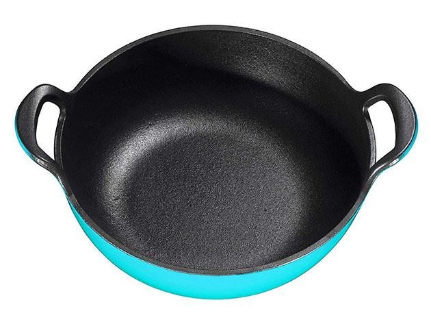 Enameled Cast Iron Balti Dish with Wide Loop Handles (5 Qt, Turquoise)