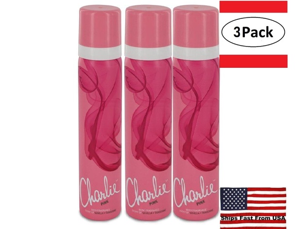 3 Pack Charlie Pink by Charlie Body Spray 2.5 oz for Women