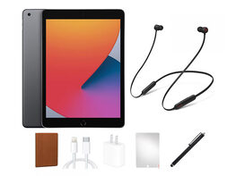 Apple iPad 8th Gen (2020) 128GB Wi-Fi Space Gray (Refurbished) + Beats Flex Headphones 