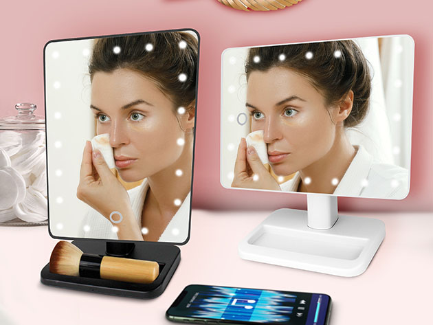 U-REFLECT Vanity Mirror with Built-In Speaker (White)