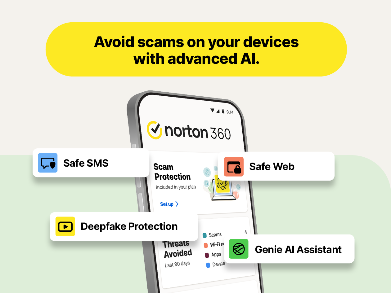 Norton 360 Standard (2 Device) w/ LifeLock Identity Advisor – Includes Antivirus Software, VPN, and Identity Theft Restoration Support - 1 Year Subscription